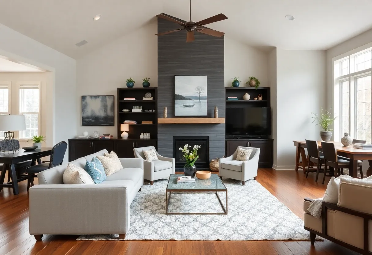 Various home renovation styles in a family living space