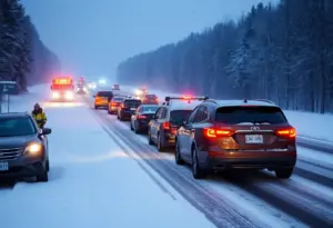 Winter weather vehicle pileup on I-70