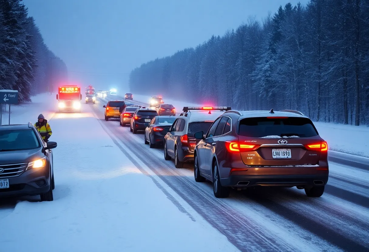 Winter weather vehicle pileup on I-70