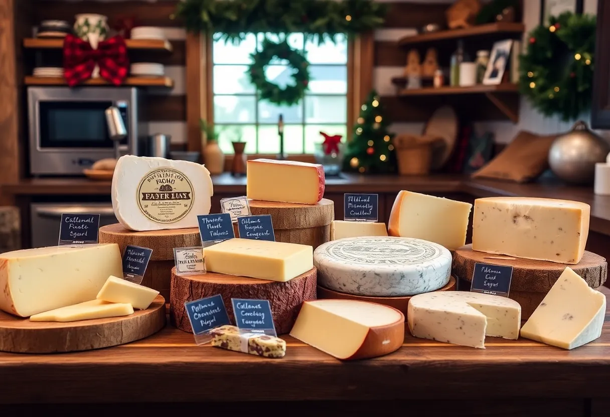 Variety of artisanal cheeses from Indiana's dairy farms