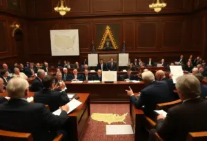 Senators discussing redistricting in the Indiana Senate.