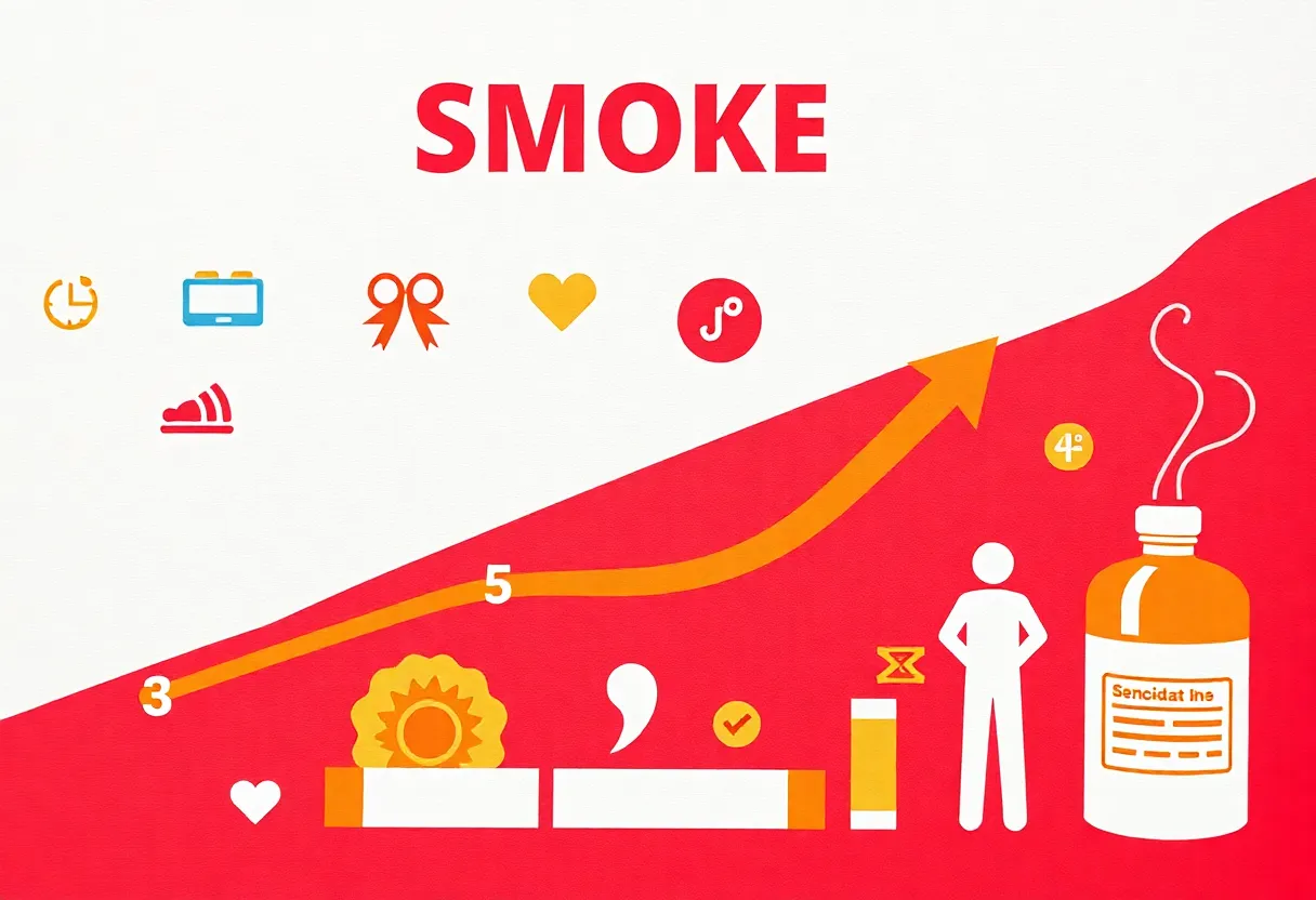 Graphic illustrating the decline in smoking rates in Indiana due to tobacco tax increases
