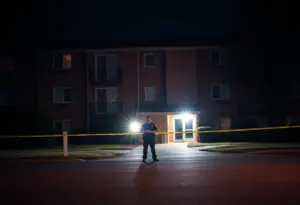 Police at the scene of the shooting at Brookwood Apartments in Indianapolis