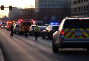 Emergency responders at an accident scene in Indianapolis