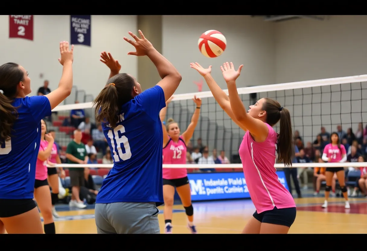 Indy Ignite volleyball players during a game in Indianapolis