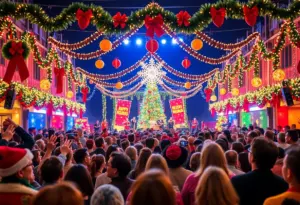 Crowd enjoying a holiday concert by Jon McLaughlin