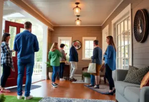 Interior view of an open house in Indianapolis with buyers exploring