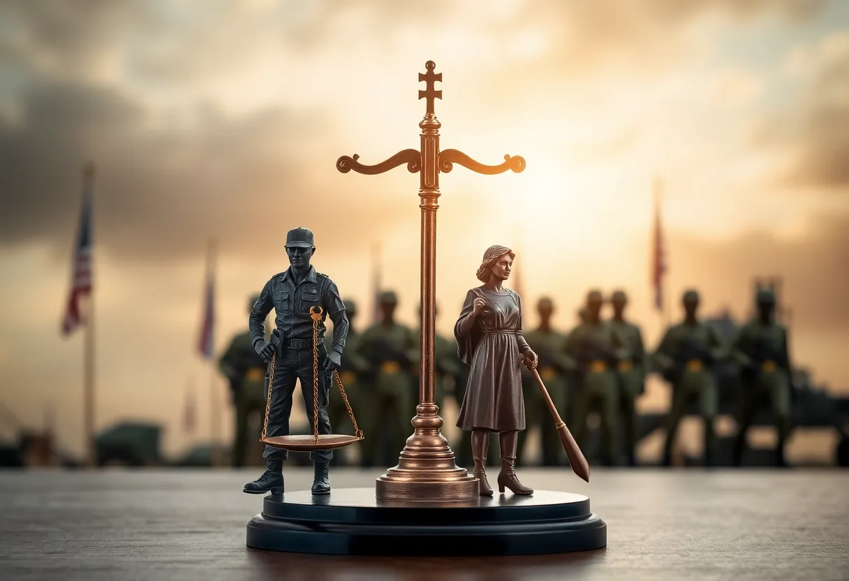 Abstract representation of military authority and legislative power.