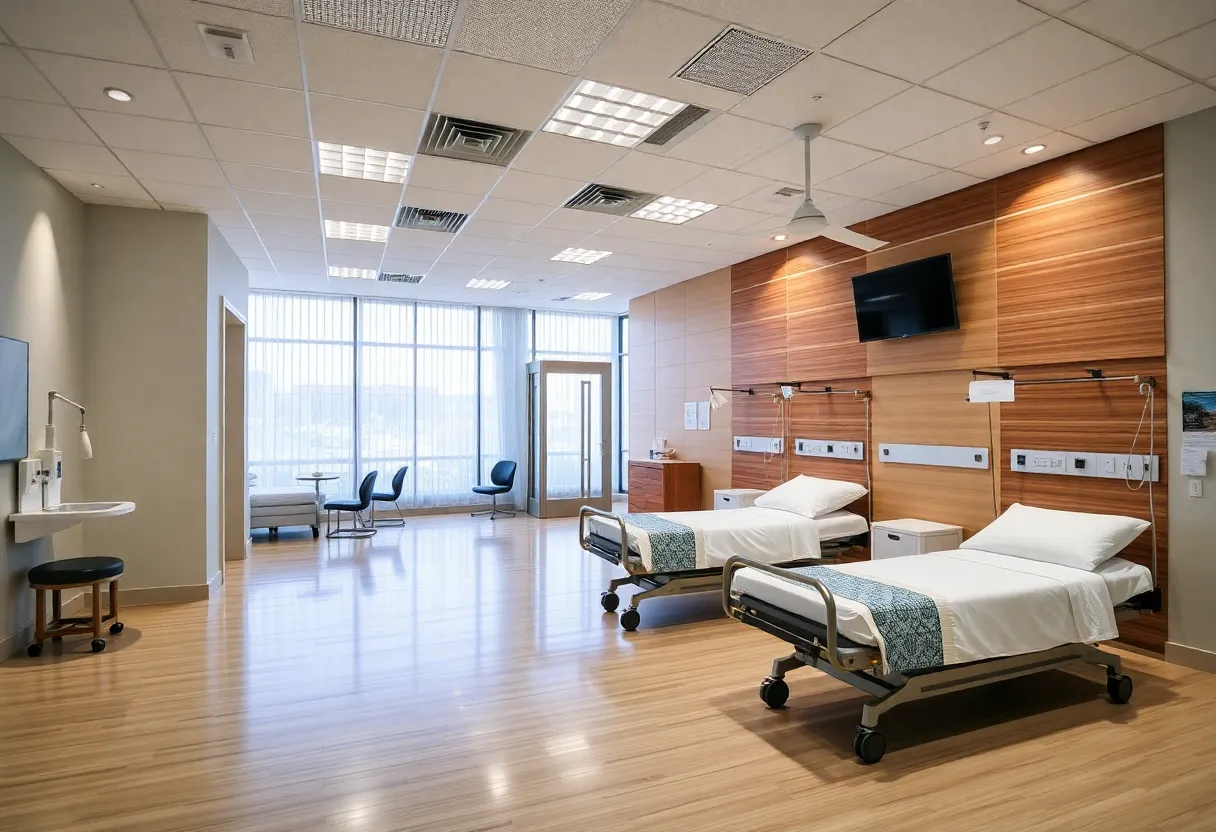 Rendering of the new Encompass Health rehabilitation hospital in Fishers, Indiana.