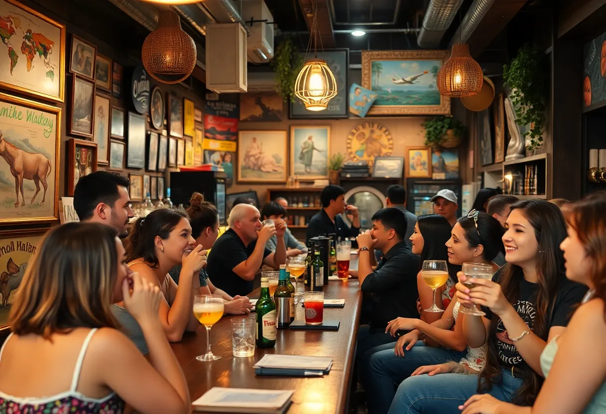 Guests enjoying drinks at SipEasy, a community bar in Indianapolis.