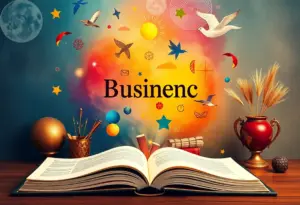 Cover of the book 'There's No Business Like Shoe Business' featuring storytelling elements.