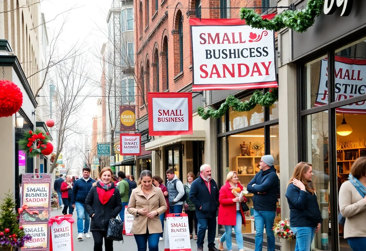 Community celebration on Small Business Saturday in Indianapolis with local shops