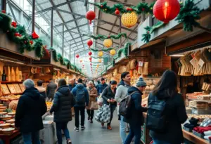 Shoppers enjoying Small Business Saturday at local market