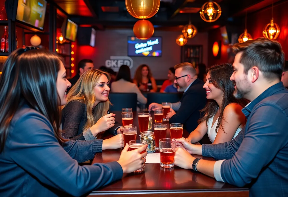 Singles mingling during a speed dating event at Empire Street Bar & Grill