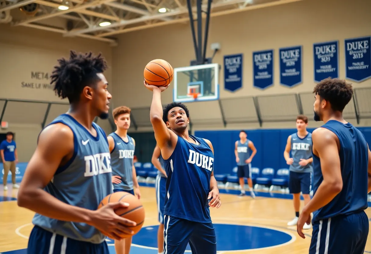Athletes training at the USA Basketball camp at Duke University