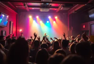 Energetic concert at Clayton's Country Bar featuring a live performance.