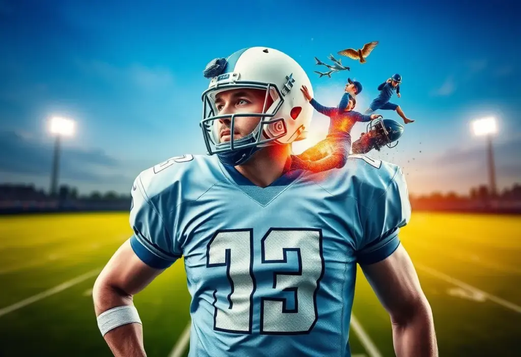 Abstract art representing a football player's recovery journey