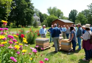 Participants learning about beekeeping at Holliday Park