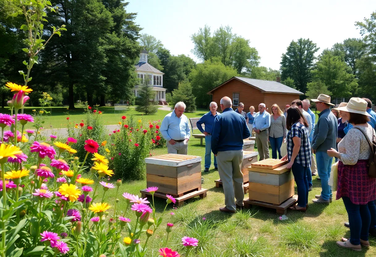 Participants learning about beekeeping at Holliday Park