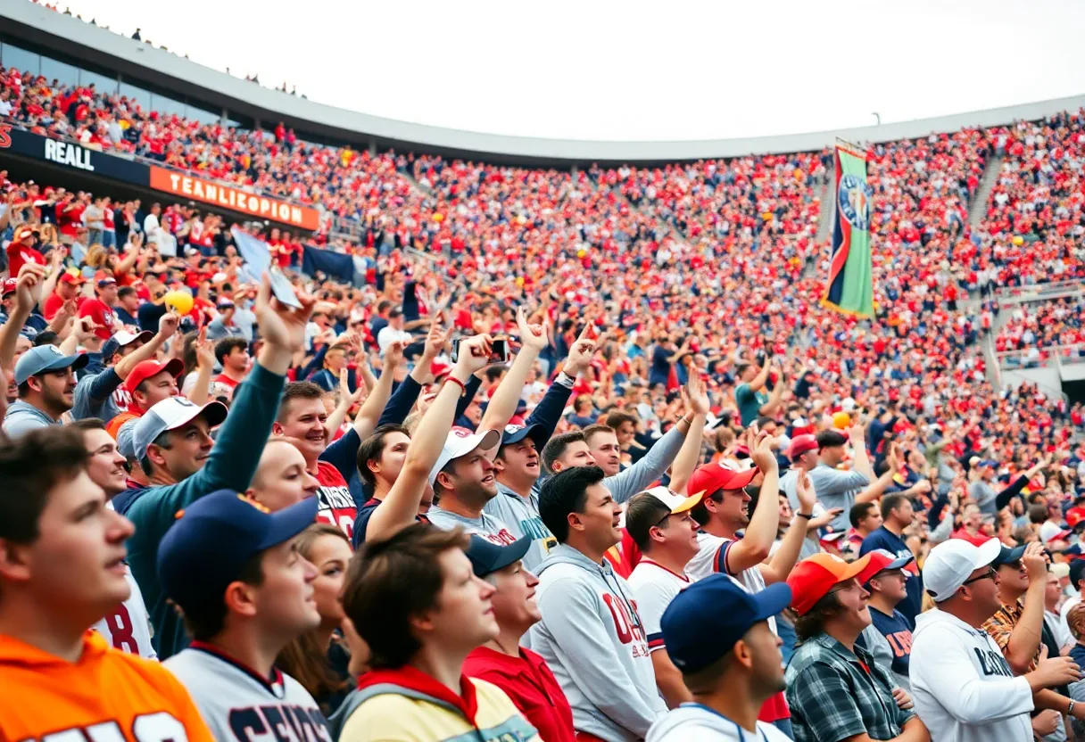Fans cheering at the Big Ten Championship Game
