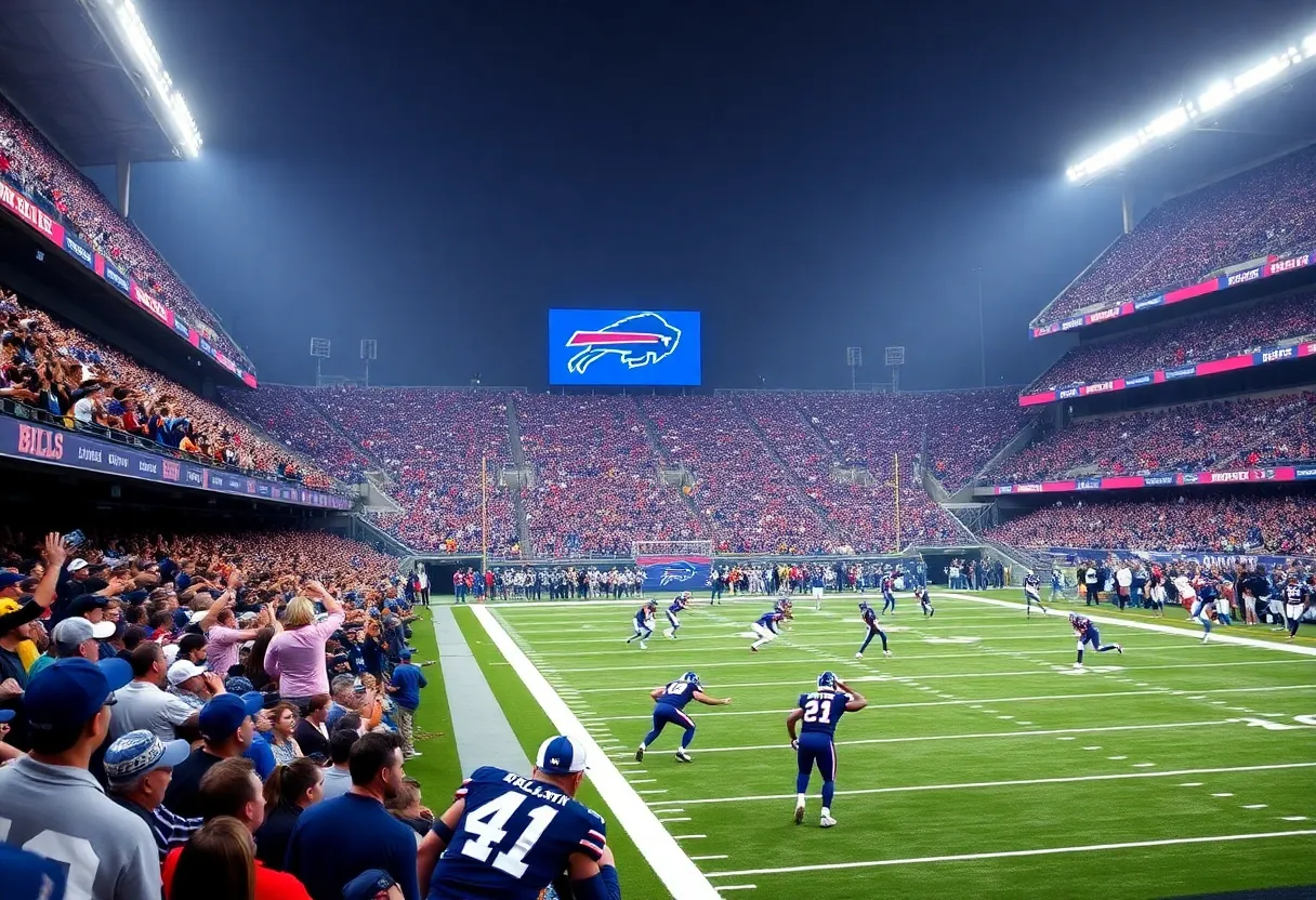 Buffalo Bills players celebrating a victory during a game.