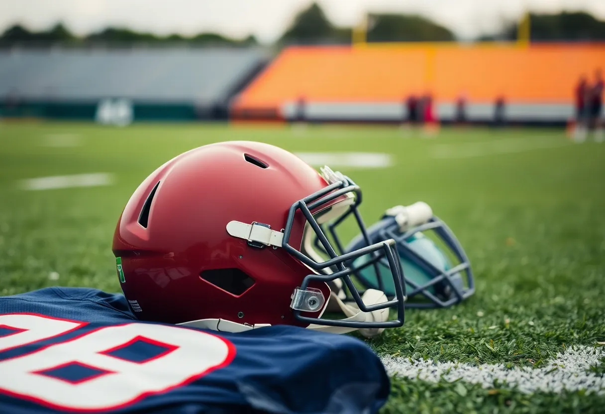 Football gear representing the Buffalo Bills team spirit