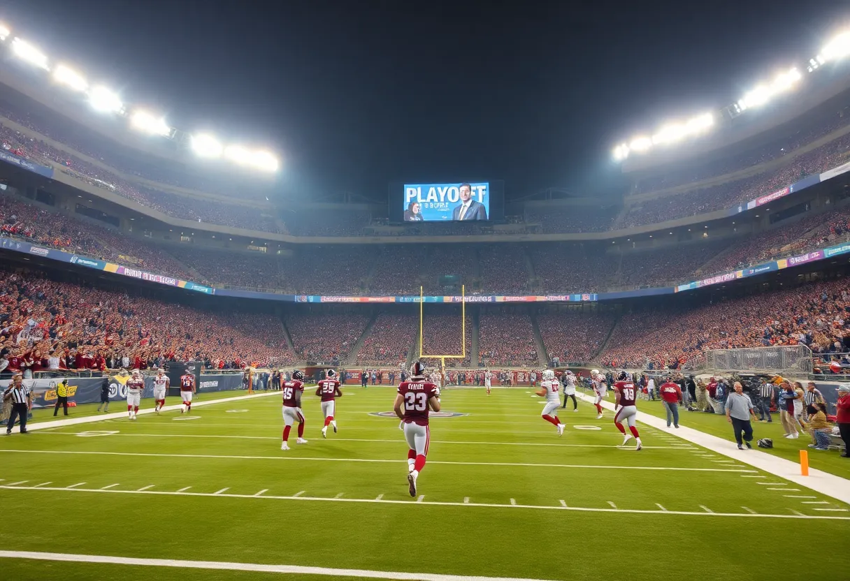 Buffalo Bills players celebrating in a playoff game