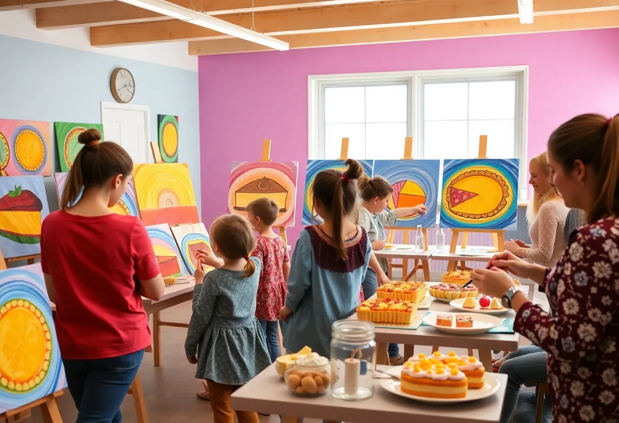 Participants engaging in painting at the Celebrate Pi Day event