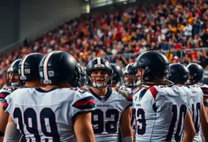 Kansas City Chiefs players in a huddle during a game