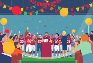 Athletes celebrating at the College Football Awards ceremony