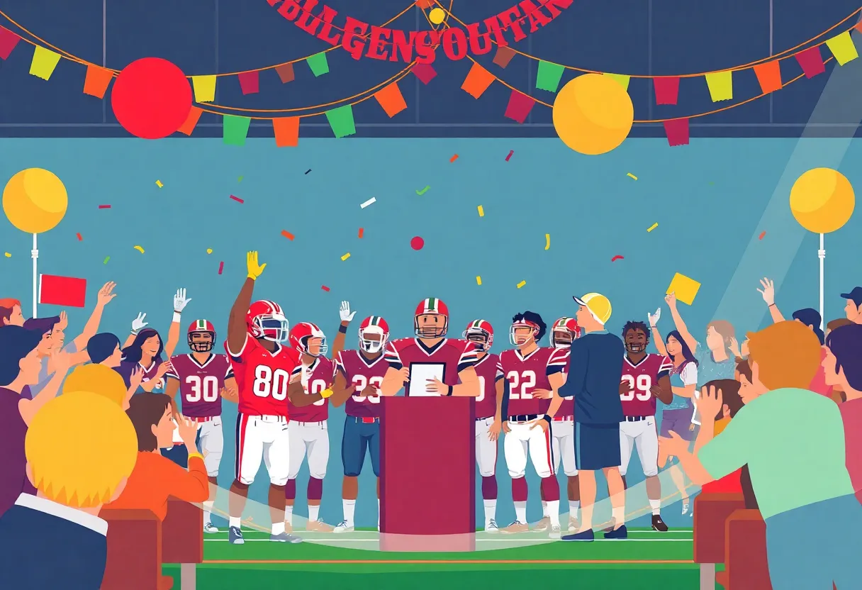 Athletes celebrating at the College Football Awards ceremony