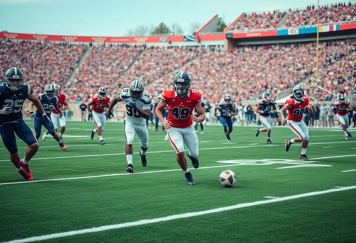 Players competing in a college football playoff game