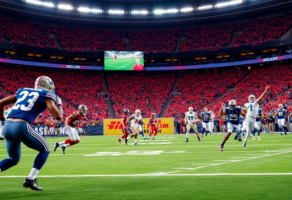 Football game in progress at an Indianapolis Colts match