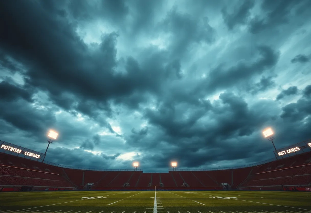 Empty Colts football field during a tense game atmosphere