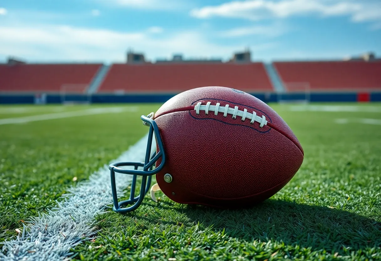 Football field representing a quarterback workout session