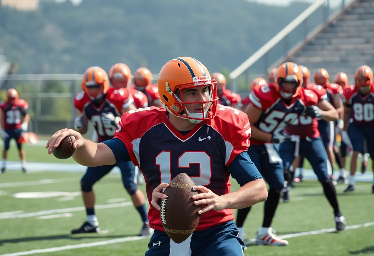 Indianapolis Colts practice session featuring players and a quarterback preparing for an important game.