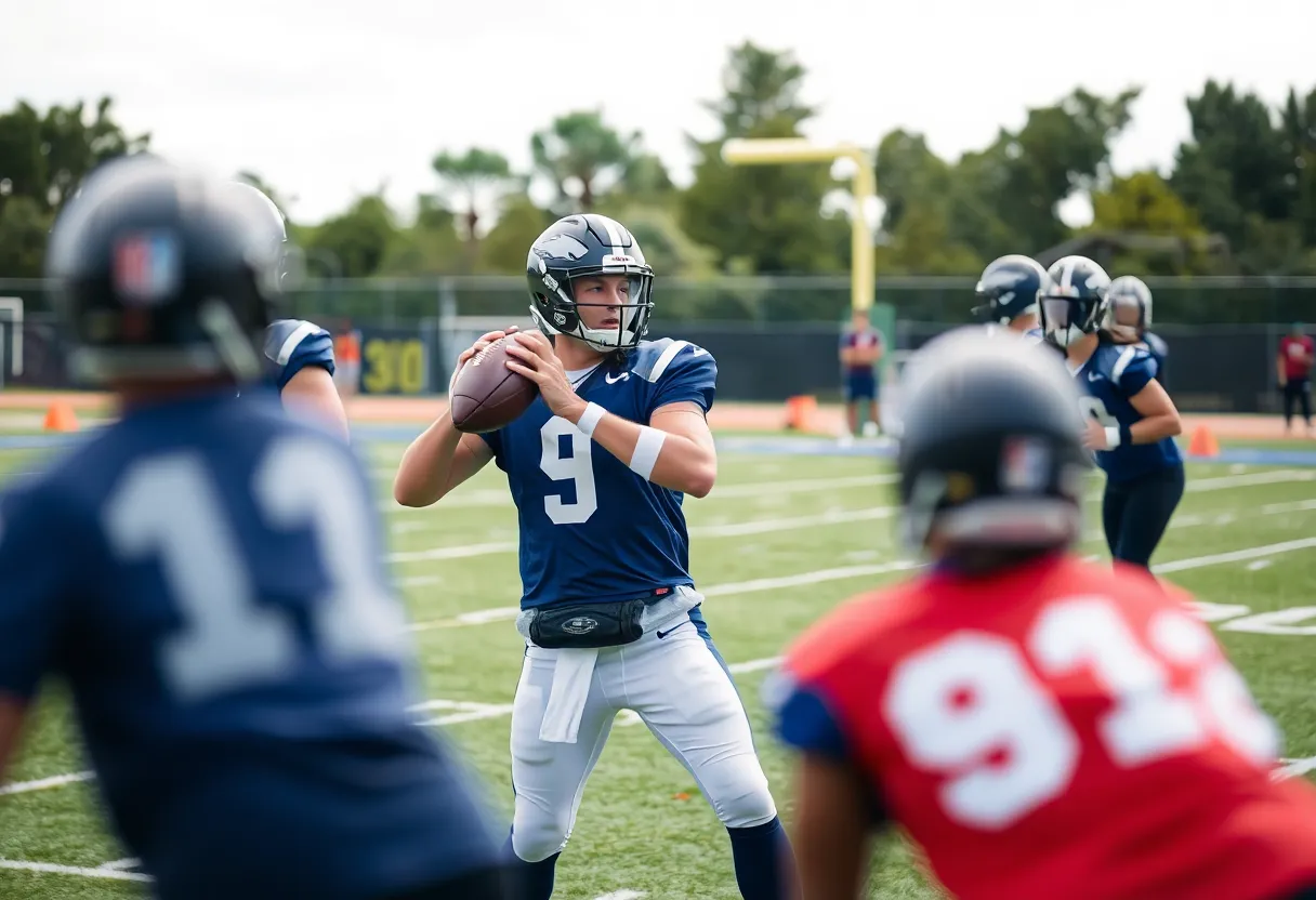 Indianapolis Colts quarterback practicing on the field