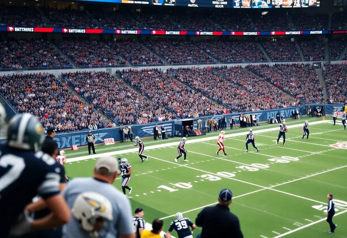 Football players on the field during an NFL game