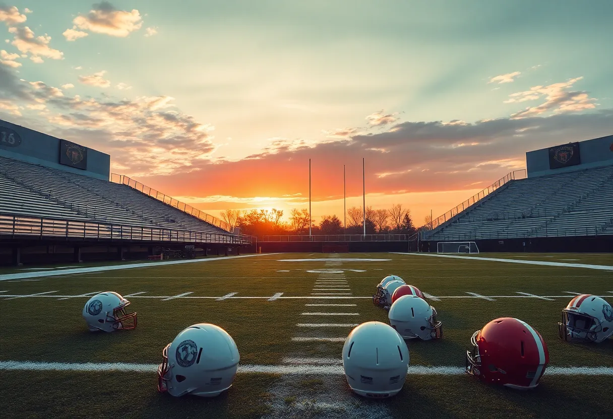 An empty football field symbolizing the Colts' quarterback challenges.