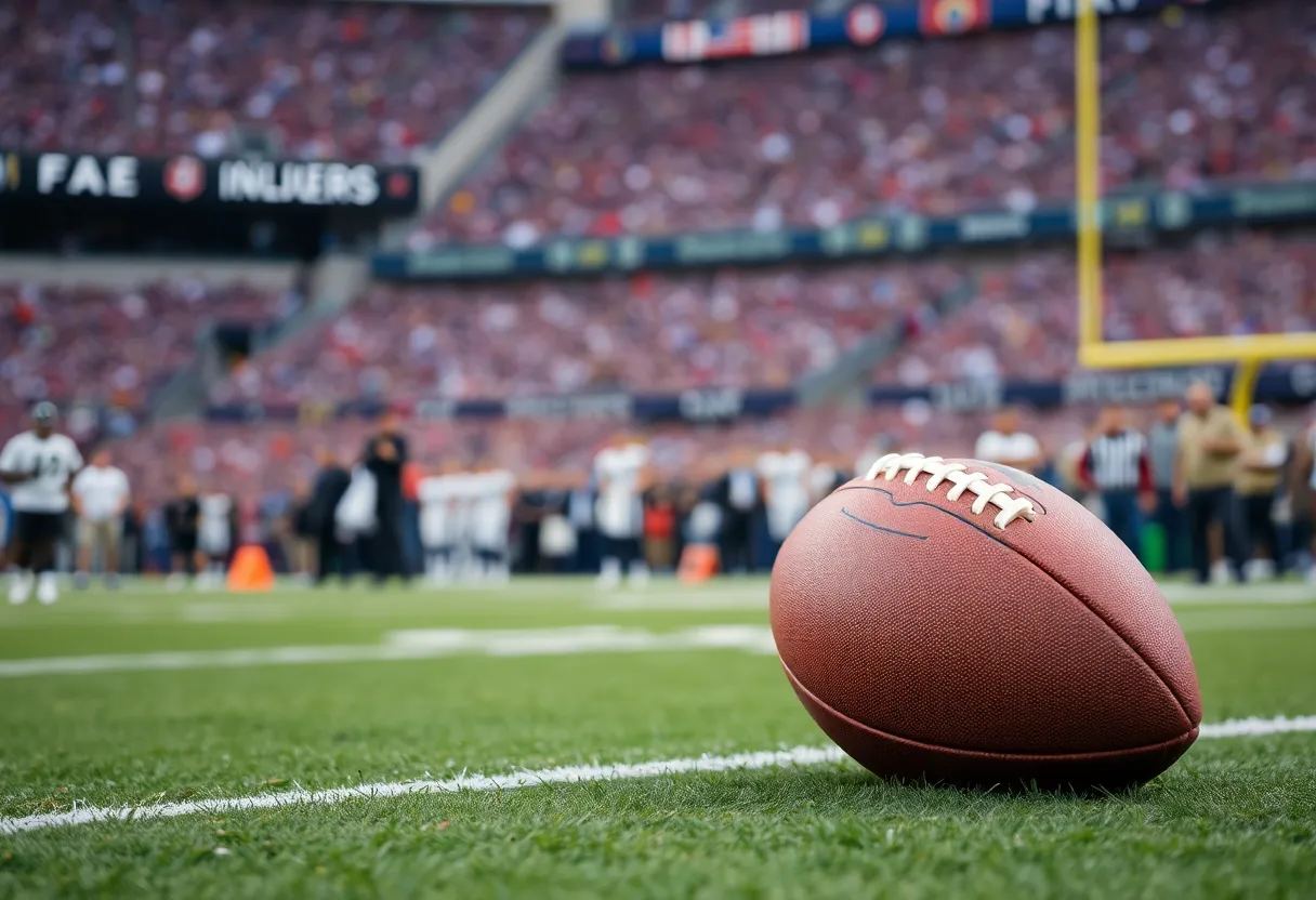 NFL football resting on the field symbolizing injury impact