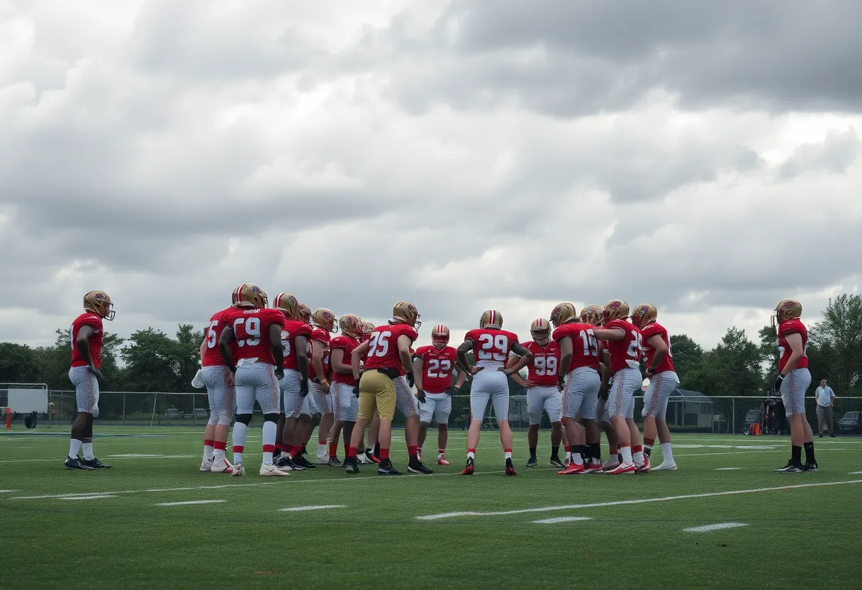 Colts quarterback team discussion on the field