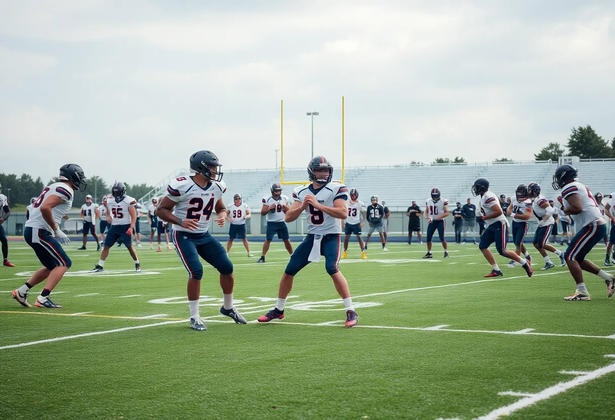 Indianapolis Colts players practicing on the field during a workout session.
