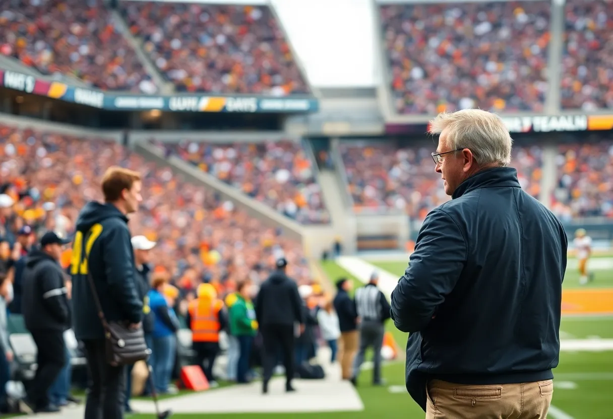Football stadium filled with fans during a game