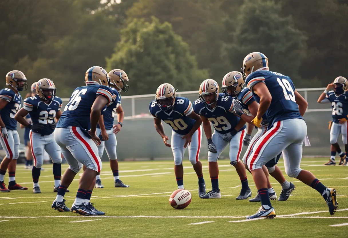 Indianapolis Colts players on the field strategizing during practice.