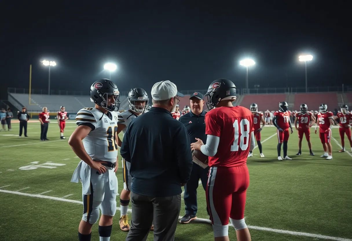 Colts quarterbacks discussing strategies on the field