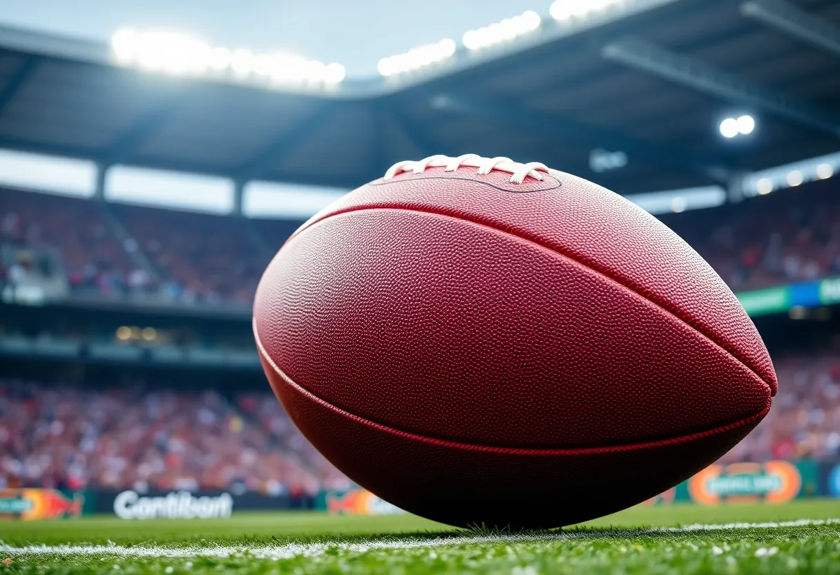 Football in a stadium representing team effort