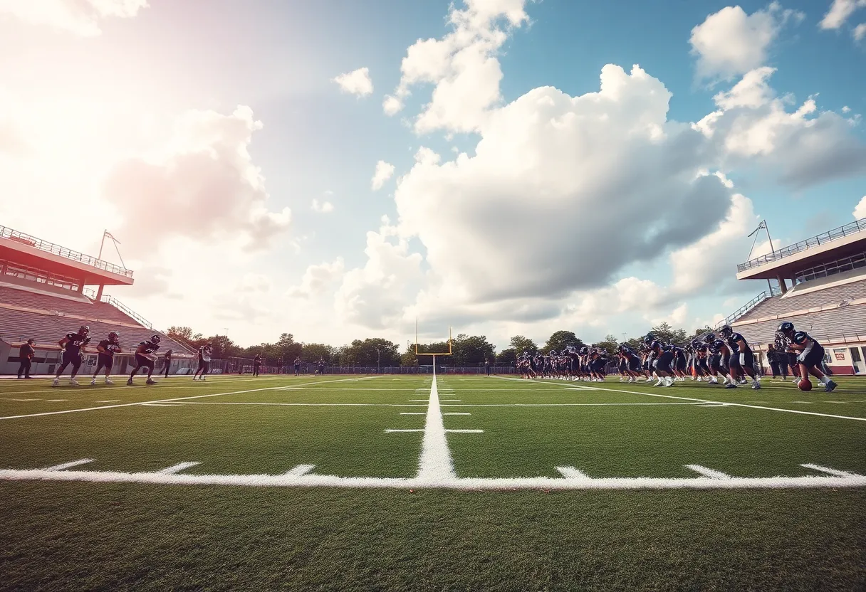 Philip Rivers on the football field practicing with teammates