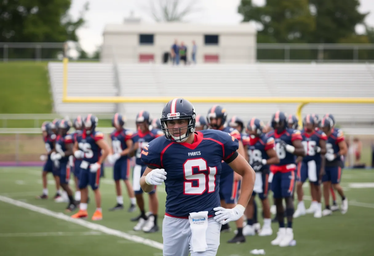Indianapolis Colts players during a training session on the field.