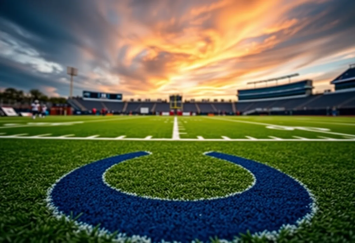 Indianapolis Colts players training on the field