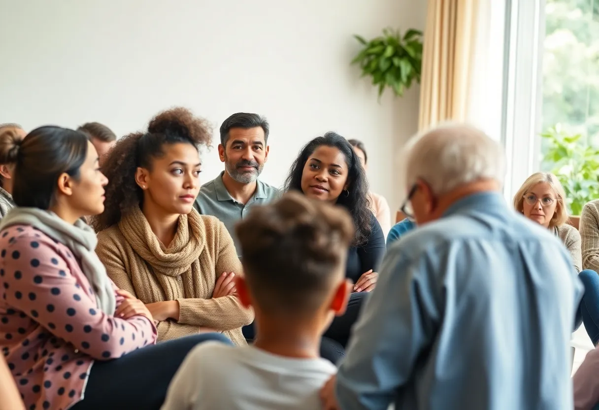 Residents engaged in a community discussion about child safety.